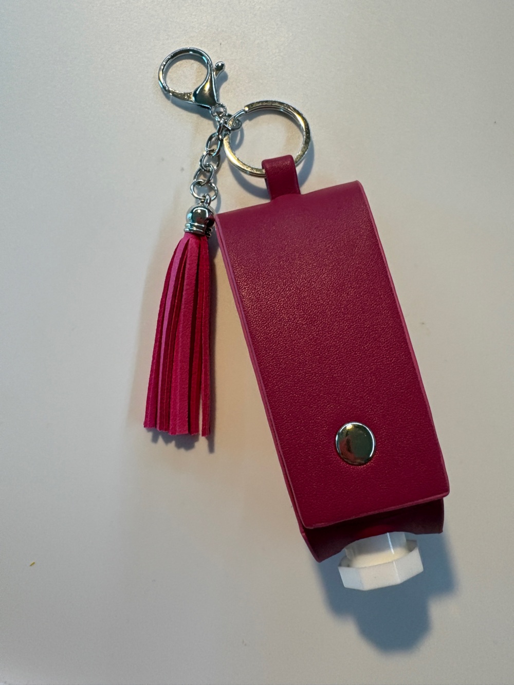 Hot Pink Tassel Hand Sanitizer/Lotion Keychain Holder